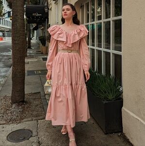 ENGLISH FACTORY Southern Belle Pink Midi Dress